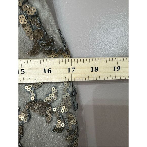 Tadashi Shoji Paillette Embroidered Lace Scalloped Edge Squined Evening Dress 6 - Picture 12 of 14